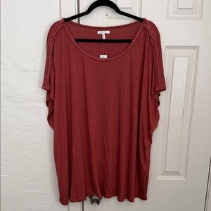 Maurices Brick Red Braided-Shoulder Scoop Neck Top
